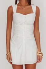 High Tide Buttoned Textured Mini Dress White - Image 4