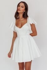 Tamelia Flutter Sleeve Mini Dress White - Image 11