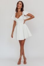 Tamelia Flutter Sleeve Mini Dress White - Image 6