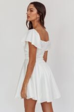 Tamelia Flutter Sleeve Mini Dress White - Image 4
