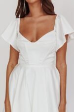 Tamelia Flutter Sleeve Mini Dress White - Image 8