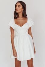 Tamelia Flutter Sleeve Mini Dress White - Image 9