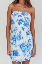 Sorbet Strapless Mini Dress Blue - Image 8
