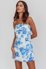Sorbet Strapless Mini Dress Blue - Image 9