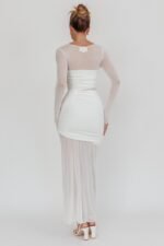 Harpa Mesh Maxi Dress White - Image 3