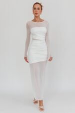 Harpa Mesh Maxi Dress White - Image 6