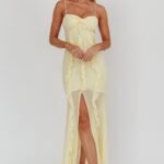 Frannie Vertical Ruffle Maxi Dress Lemon