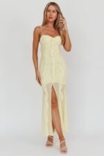 Frannie Vertical Ruffle Maxi Dress Lemon - Image 4