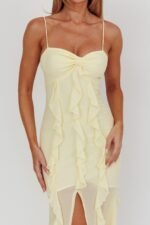 Frannie Vertical Ruffle Maxi Dress Lemon - Image 2