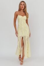 Frannie Vertical Ruffle Maxi Dress Lemon - Image 3
