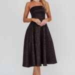 Worship Strapless A-Line Midi Dress Black