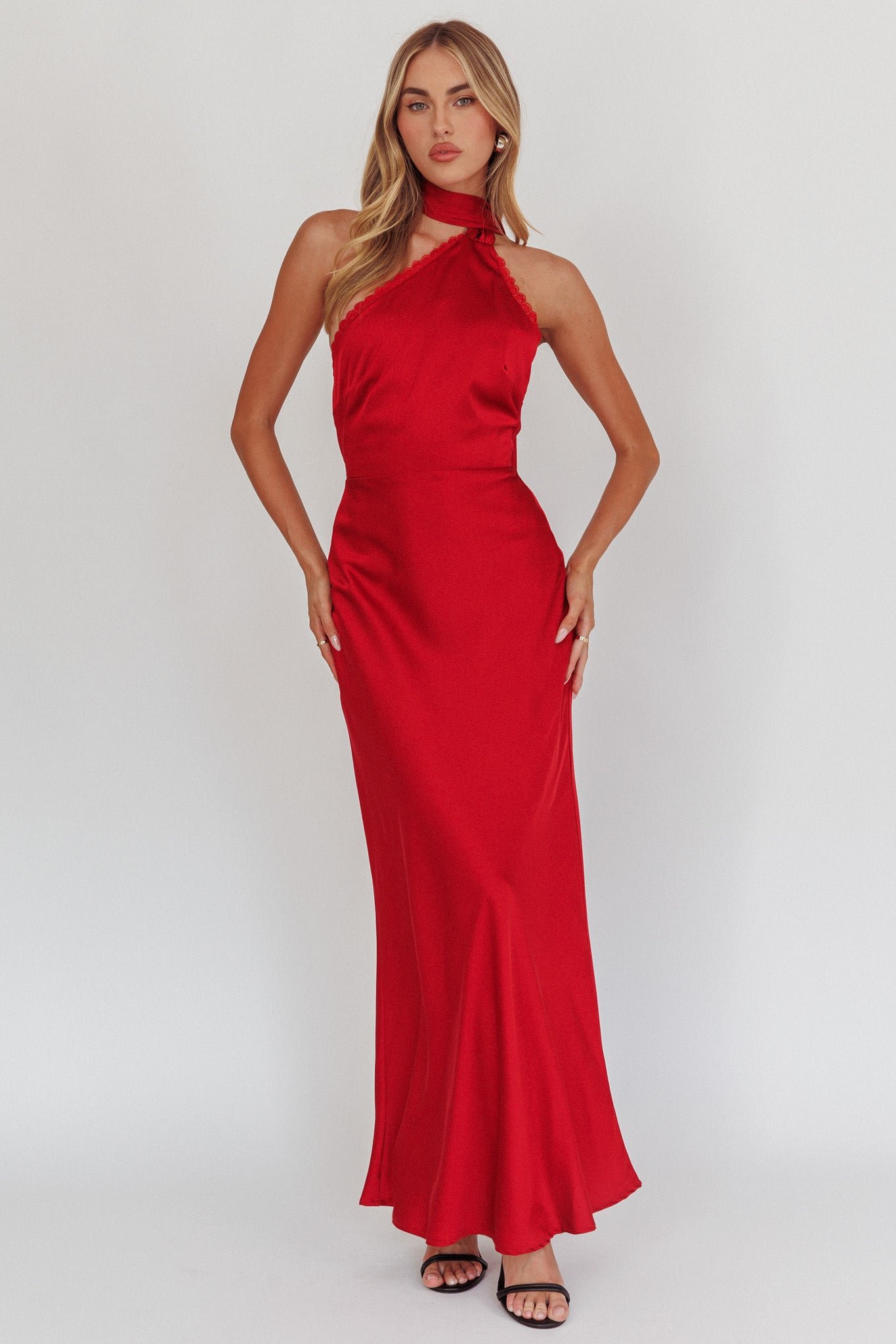 KA0173H_20RED-1-2 Adora One-Shoulder Maxi Dress Red - Image 1