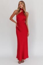 Adora One-Shoulder Maxi Dress Red - Image 7