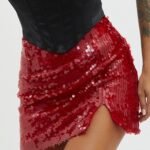 Intentions Sequin Mini Skirt Red