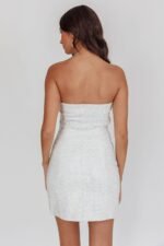 This Feeling Strapless Diamante Mini Dress White - Image 2
