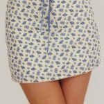 Arrietty Floral Bodycon Mini Skirt Blue