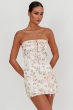 Tiya Lace Trim Mini Skirt Floral Pink - Image 2