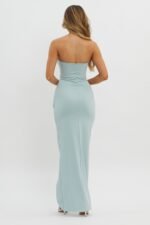 Evette Strapless Split Maxi Dress Sage - Image 2