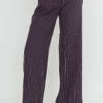 Lilija Pinstripe Double Waistband Wide-Leg Pants Navy