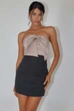 La Rue Bow Bust Mini Dress Black/Champagne - Image 6