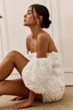 Vive La Rose Off-Shoulder Embellished Mini Dress Off White - Image 2