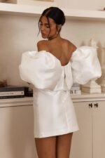 Dream Time Puffed Neckline Mini Dress Off White - Image 2