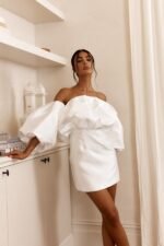 Dream Time Puffed Neckline Mini Dress Off White - Image 6