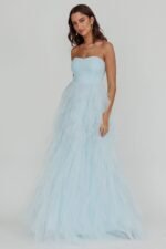 Rori Tulle Cascade Maxi Dress Blue - Image 3