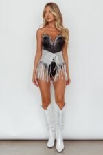 Up All Night Diamante Crop Top Black - Image 4