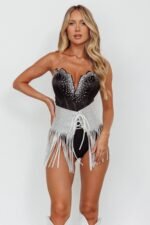 Up All Night Diamante Crop Top Black - Image 7