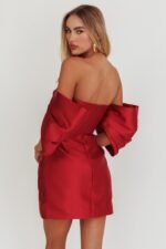 Magnolia Off-Shoulder Mini Dress Wine - Image 4
