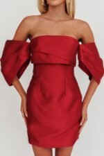 Magnolia Off-Shoulder Mini Dress Wine - Image 5