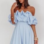 Kailynn Off-Shoulder A-Line Mini Dress Blue