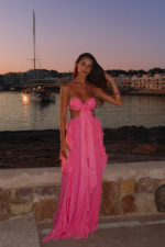 Santiago Cut-Out Ruffle Maxi Dress Fuchsia - Image 2