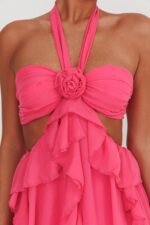 Santiago Cut-Out Ruffle Maxi Dress Fuchsia - Image 5