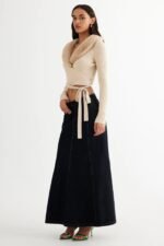 LIONESS Off Duty Wrap Top Beige - Image 2