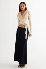 LIONESS Off Duty Wrap Top Beige - Image 6