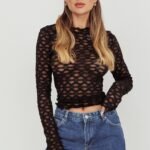 Not Shy Long Sleeve Lace Top Black