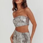Star Girls Strapless Sequin Top Silver