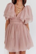 Star Power Tulle Train Mini Dress Blush - Image 5