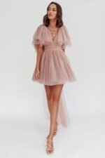 Star Power Tulle Train Mini Dress Blush - Image 7