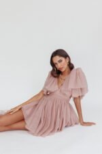 Star Power Tulle Train Mini Dress Blush - Image 2