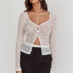 Starlit Sheer Lace Top White