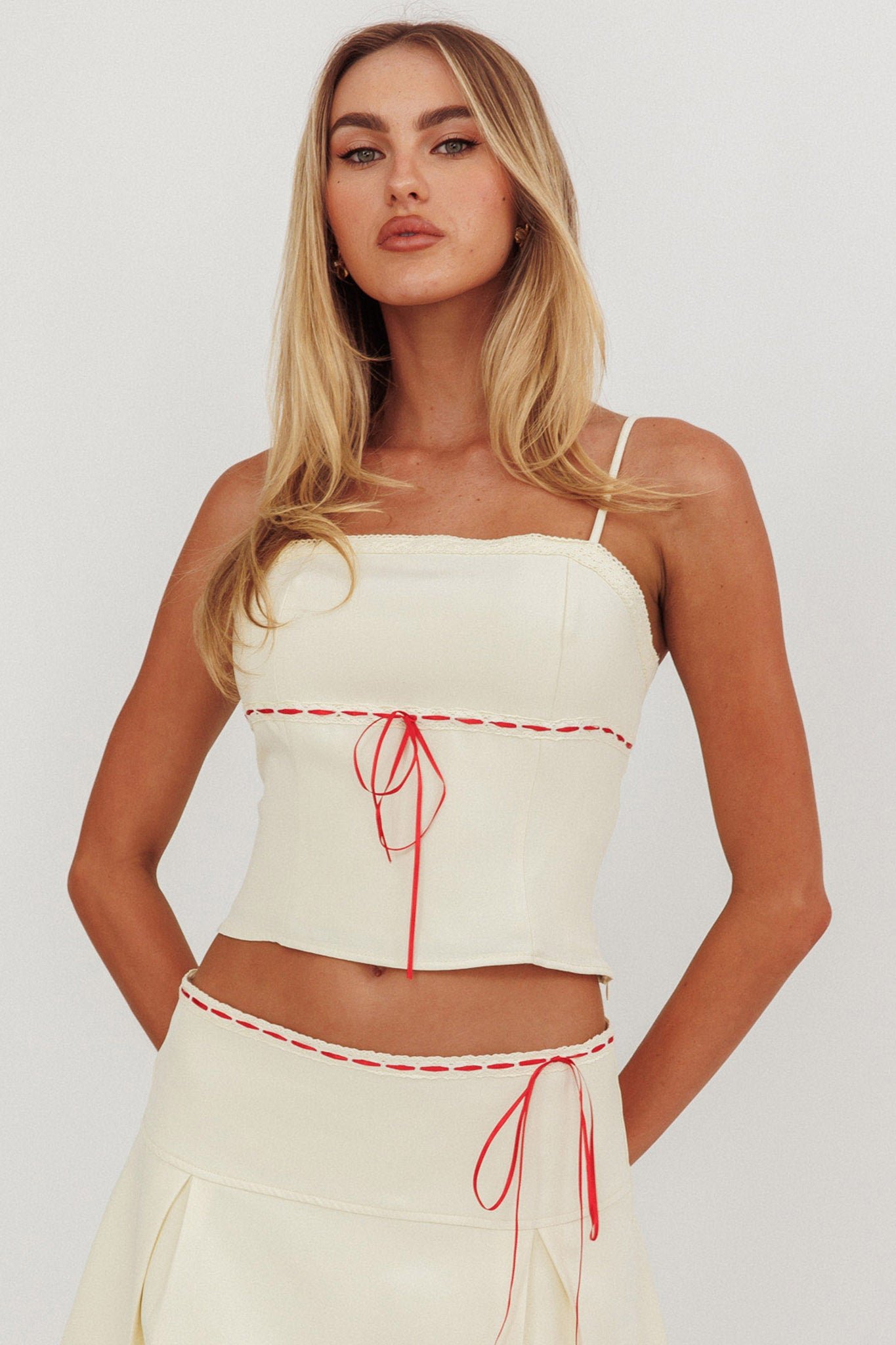 SLPC179-T_20BONE-1 Maxxine Ribbon Trim Cami Top Bone - Image 1