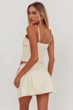 Maxxine Pleat Mini Skirt Bone - Image 4