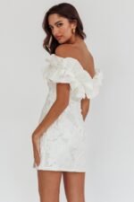 Memoire Off-Shoulder Textured Mini Dress White - Image 2