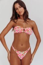 Agape Bandeau O-Ring Bikini Top Yellow Floral - Image 6