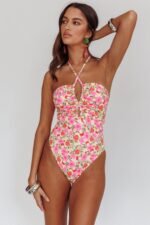 Eros Halterneck Keyhole One Piece Swimsuit Yellow Floral - Image 6