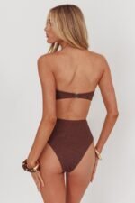 Monique High Waist Twist Bikini Bottom Chocolate Texture - Image 3