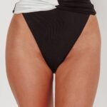 Monique High Waist Twist Bikini Bottom Black/Off White